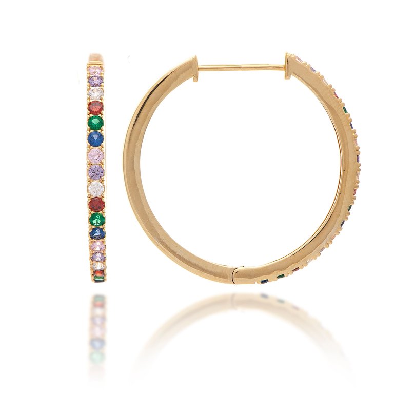 Multi Gem Hoop Earrings - Multi