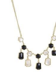 Onyx + Mother Of Pearl Statement Necklace - Closeout - Gold