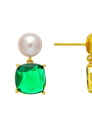 Pearl + Emerald Drop Earring