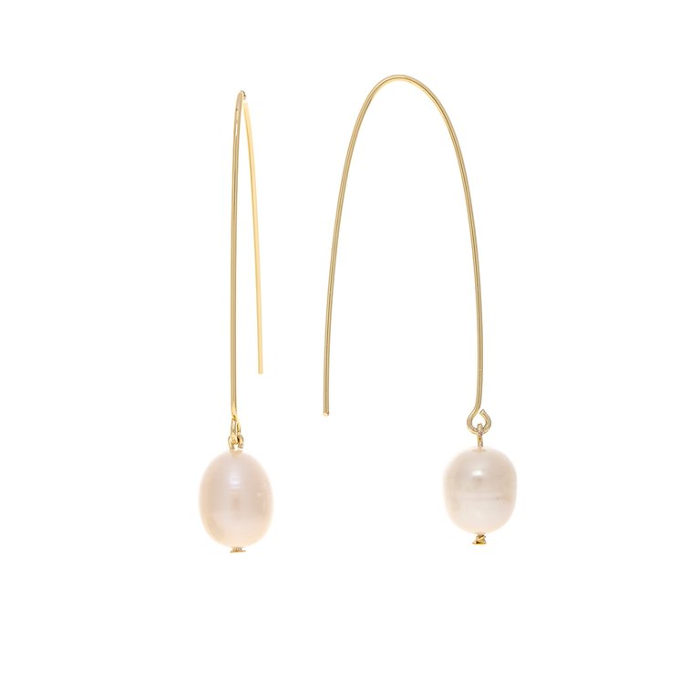 Pearl Threader Earrings - Gold