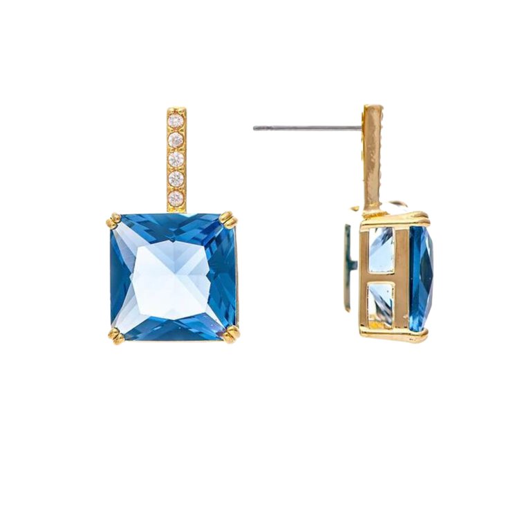 Periwinkle Crystal + Cubic Zirconia Drop Earrings - Gold