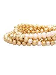 Polished Bead & Pearl Stretch Bracelet Set
