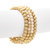 Polished Bead & Pearl Stretch Bracelet Set - Gold