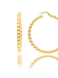 Polished Beaded Hoop Earrings - Gold