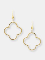 Polished Clover Drop Earrings - Yellow Gold