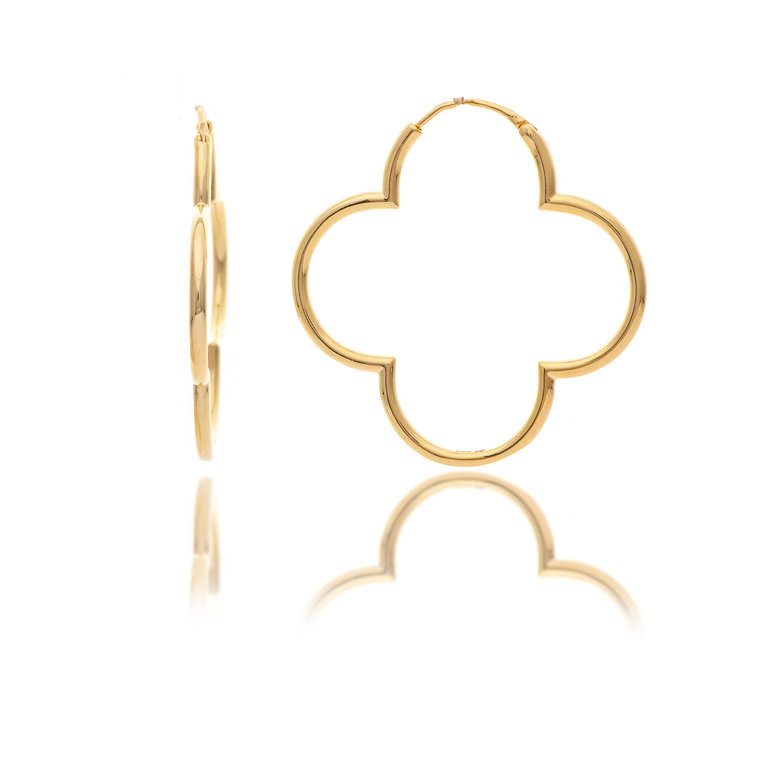 Polished Clover Hoop Earrings - Gold