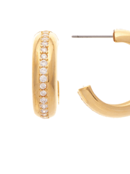 Polished Cubic Zirconia Center Hoop Earrings - Gold