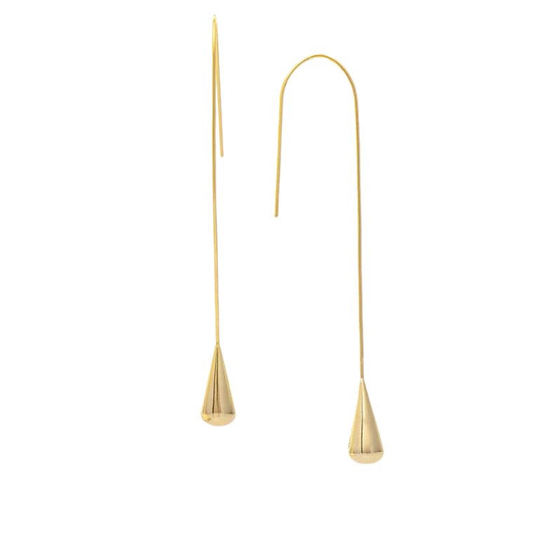 Polished Drop Threader Earrings - Gold