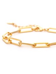 Polished Paper Clip Link Bracelet - Gold