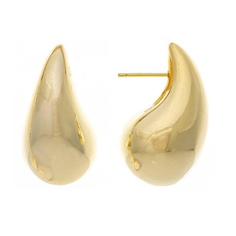 Polished Teardrop Earrings - Gold