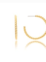 Polished Twisted Hoop Earrings - Gold