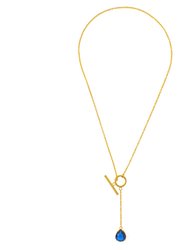 Poppy Teardrop Toggle Lariat Necklace - Gold