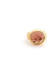 Raspberry Oval Twisted Bezel Ring - Gold / Raspberry