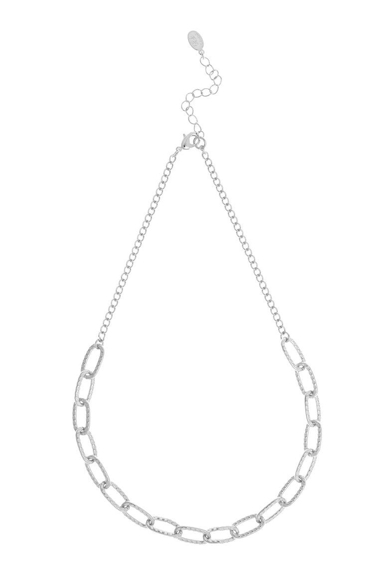 Rhodium Chain Link Necklace - Silver