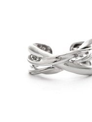 Rhodium Crossover Band Ring - Silver