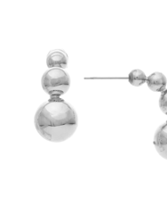 Rhodium Graduated Bead Drop Earrings - Silver