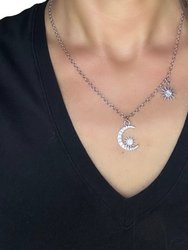 Rhodium Moon & Star Necklace