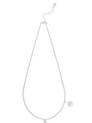 Rhodium Moon & Star Necklace - Silver