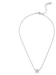 Rhodium Pave + Polished Ring Pendant Necklace - Silver