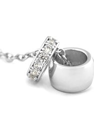 Rhodium Pave + Polished Ring Pendant Necklace