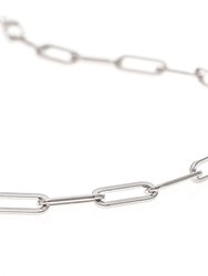 Rhodium Polished Paperclip Strand Chain Necklace