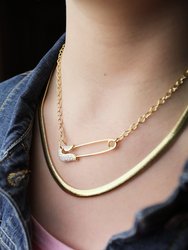Rhodium Safety Pin Chain Necklace