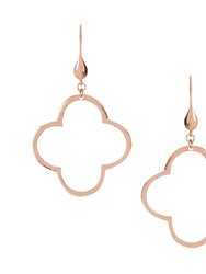 Rose Gold Polished Clover Dangle Earrings - Rose Gold