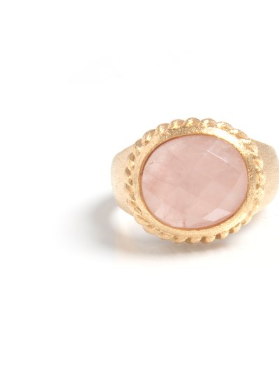 Rivka Friedman Rose Quartz Oval East West Twisted Bezel Ring product