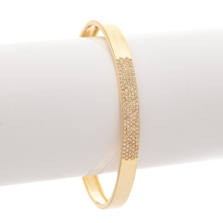 Satin Bangle With Encrusted Cubic Zirconia Accent