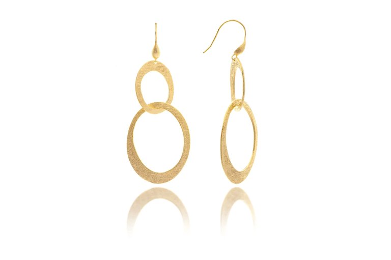 Satin Cascading Oval Earrings - Gold