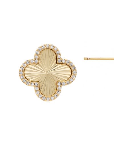 Rivka Friedman Satin Clover Stud Earrings With Pave CZ product