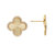 Satin Clover Stud Earrings With Pave CZ - Gold