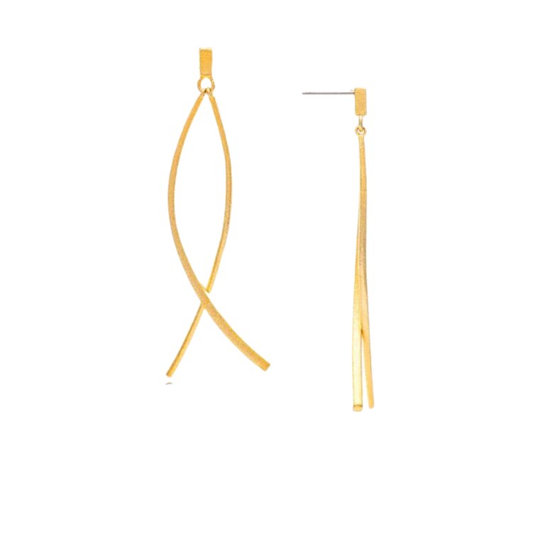 Satin Criss Cross Dangle Earrings - Gold
