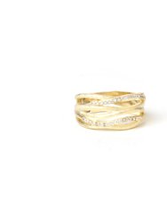 Satin CZ Open Weave Band Ring - Gold