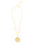 Satin Disc with Cubic Zirconia Accent Bale Pendant - Gold/White