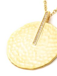 Satin Disc with Cubic Zirconia Accent Bale Pendant