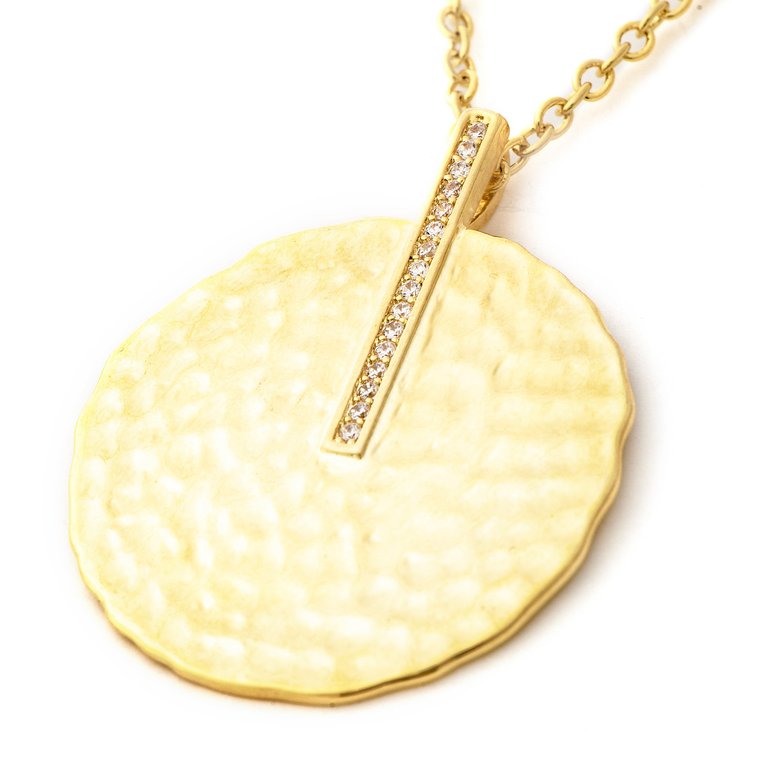 Satin Disc with Cubic Zirconia Accent Bale Pendant