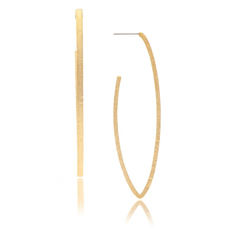 Satin Elongated Hoop Earrings - Gold