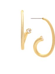 Satin Tube Cubic Zirconia End Cap Earrings - Gold
