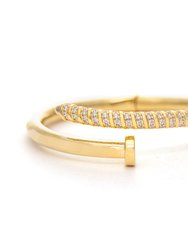 Spiral Hinged Cubic Zirconia Nail Head Bracelet - Gold