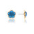 Swiss Blue Cz Encrusted Clover Stud Earrings - Blue