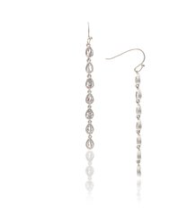 Teardrop Cubic Zirconia Dangle Earrings - White Rhodium