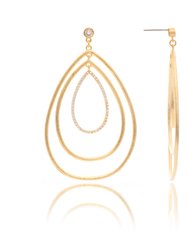 Triple Teardrop CZ Statement Earrings - Gold
