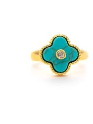 Turquoise Clover Ring - Turquoise