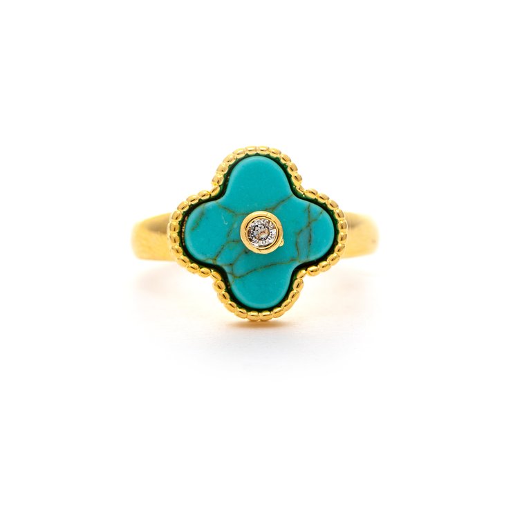 Turquoise Clover Ring - Turquoise