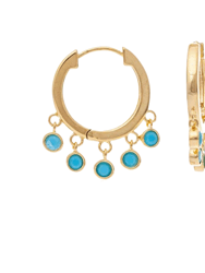 Turquoise Crystal Dangle Hoop Earrings - Turquoise