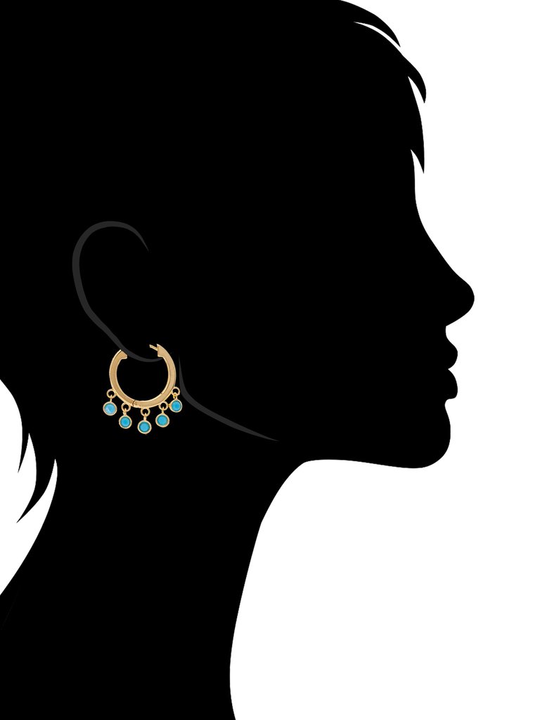 Turquoise Crystal Dangle Hoop Earrings