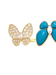 Turquoise + Cubic Zirconia Encrusted Butterfly Ring - Turquoise