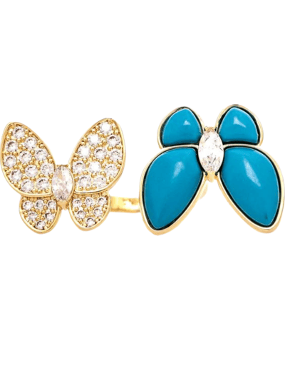 Rivka Friedman Turquoise + Cubic Zirconia Encrusted Butterfly Ring product