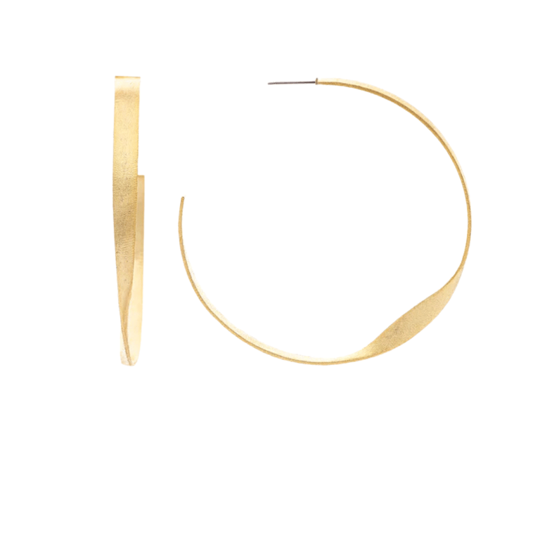 Twisted Satin Hoop - 3" - Gold